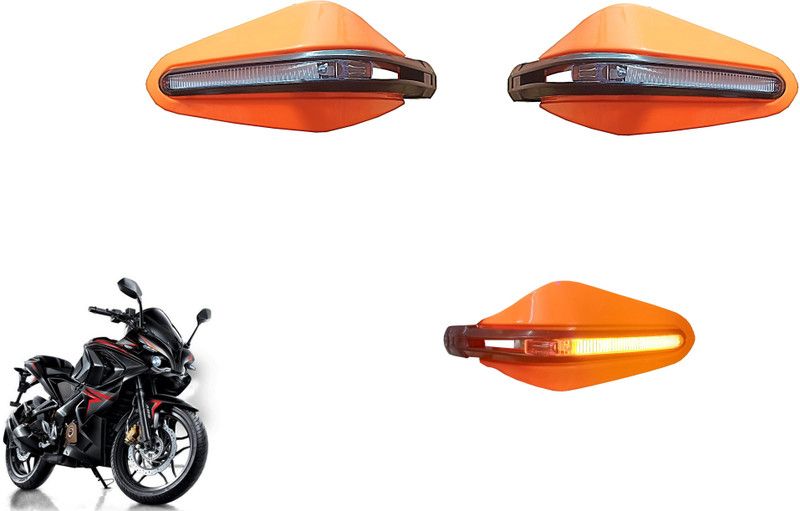 AutoVHPR Baja Pulsa R F00 Orange Stylish HandGuard with LED Handlebar Hand Guard  (Bajaj)