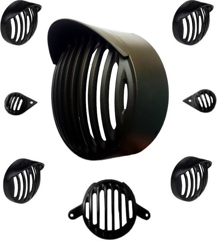 ALMOS Grill Set (Plastic) Black for Classic 350 & 500 Bike Headlight Grill  (Black)