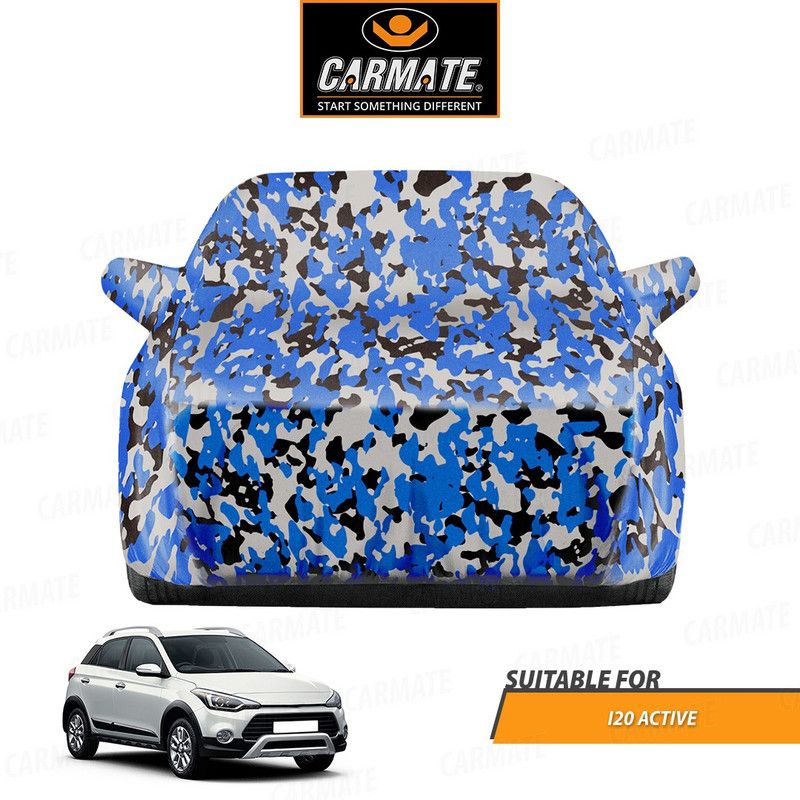 CARMATE Car Cover For Hyundai i20 Active (With Mirror Pockets)  (Blue)