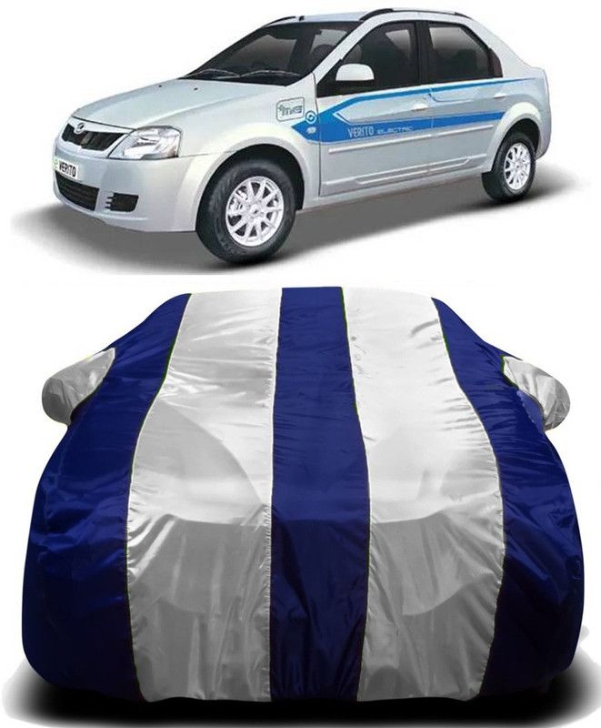 AUTOGARH Car Cover For Mahindra e-Verito (With Mirror Pockets)  (White, Blue)