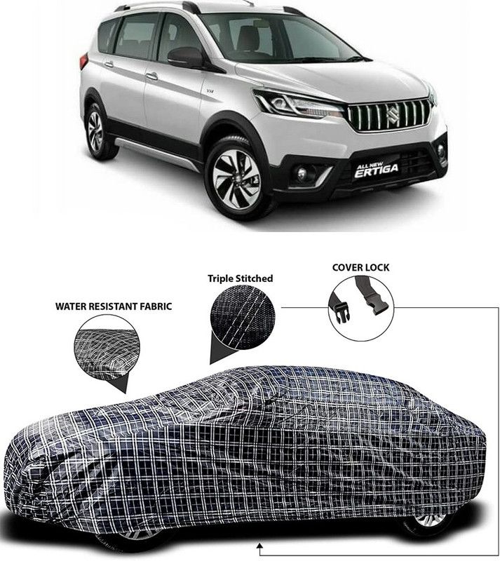APNEK Car Cover For Maruti Suzuki Ertiga (With Mirror Pockets)  (White, Black)