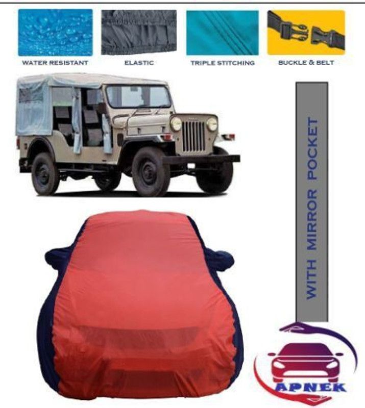 APNEK Car Cover For Mahindra Commander (With Mirror Pockets)  (Red, Blue)