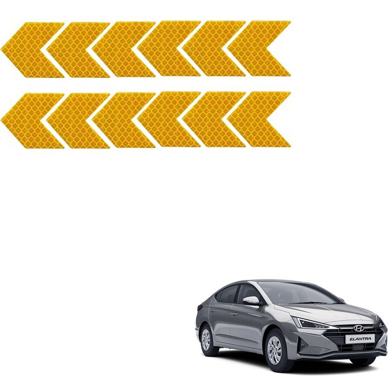 SEMAPHORE High-Intensity Reflective Warning Arrow Decals(Yellow) For Hyundai Elantra 50 mm x 0.04 m Yellow Reflective Tape  (Pack of 12)
