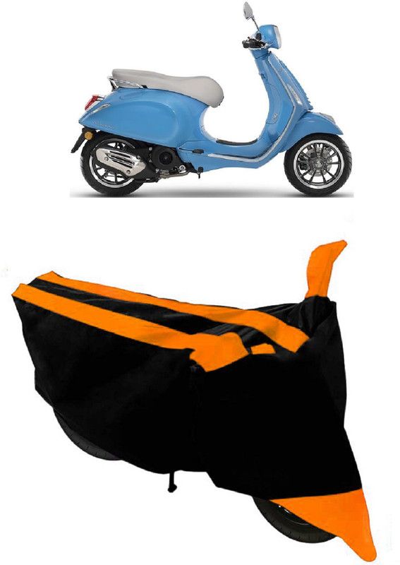 ABORDABLE Two Wheeler Cover for Piaggio  (Vespa, Orange, Black)