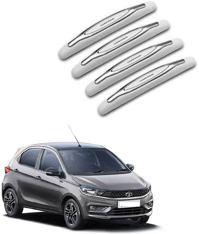 SPREADX Plastic Car Door Guard  (White, Silver, Pack of 4, Tata, Tiago)