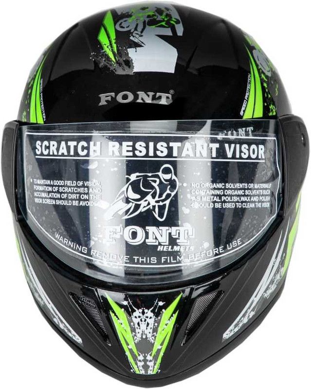 Font TACKLE Motorbike Helmet  (Green)