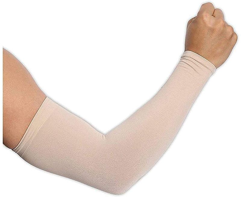 SRMG Cotton Arm Sleeve For Men & Women  (Free, Beige)