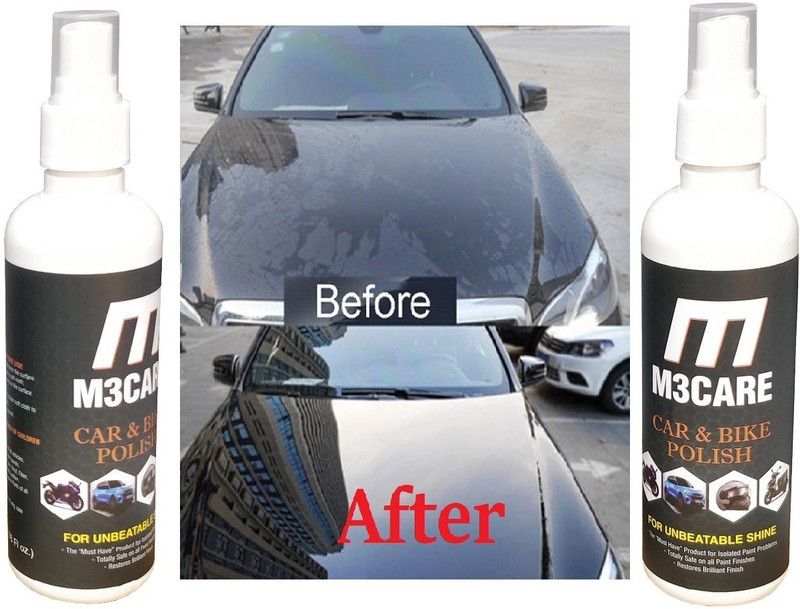 M3CARE Liquid Car Polish for Chrome Accent, Exterior, Dashboard, Bumper, Headlight, Leather, Metal Parts, Windscreen  (400 ml, Pack of 2)