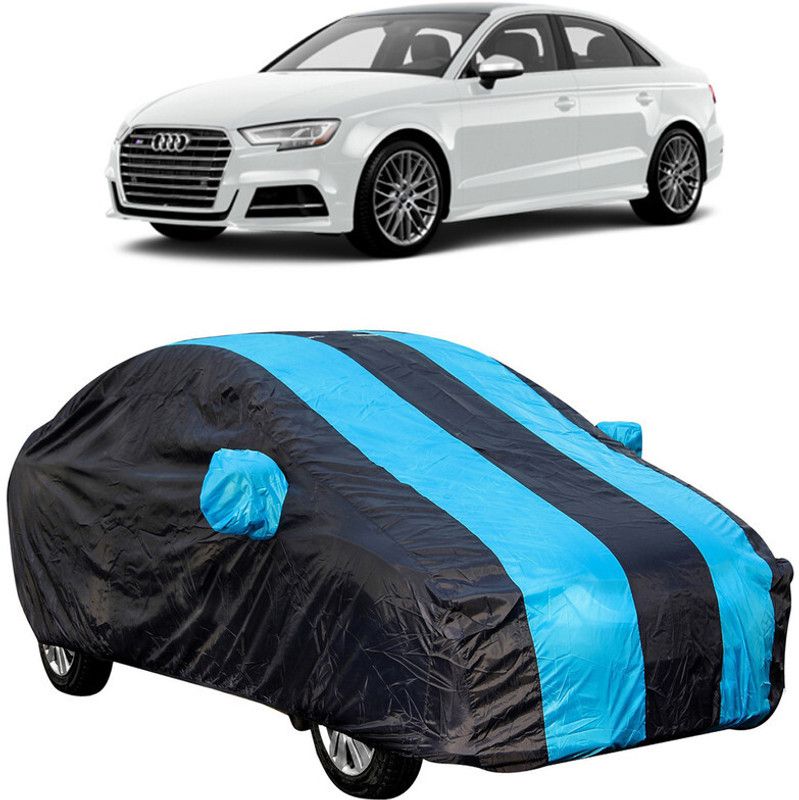 AutoTiger Car Cover For Audi S3 (With Mirror Pockets)  (Black, Blue)