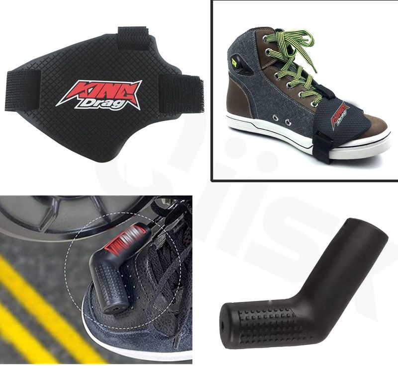 Qiisx Nonslip Shift Pad Shoe Boot Cover And Rubber Gear Shifter Sock (Black) Plastic, Microfibre Black Boots Shoe Cover, Flat Shoe Cover, High Ankle Shoe Cover, Toes Shoe Cover  (Regular Size Pack of 2)