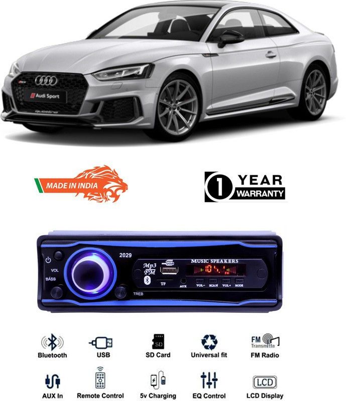 Genipap Blue 2029 USB/AUX/SD/BLUETOOTH/FM/MP3 BOOM MASTER STANDARD- GP25 Car Stereo  (Single Din)