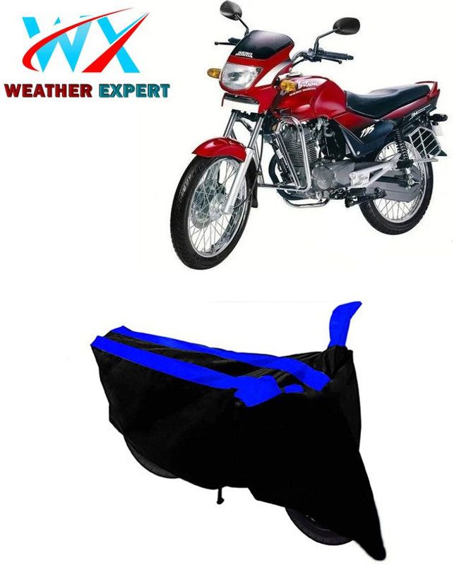 WEATHER EXPERT Waterproof Two Wheeler Cover for Hero  (Ambition, Black, Blue)