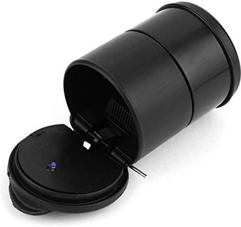 NEWGTBE Round Shape with blue Led Black Plastic Ashtray  (Pack of 1)