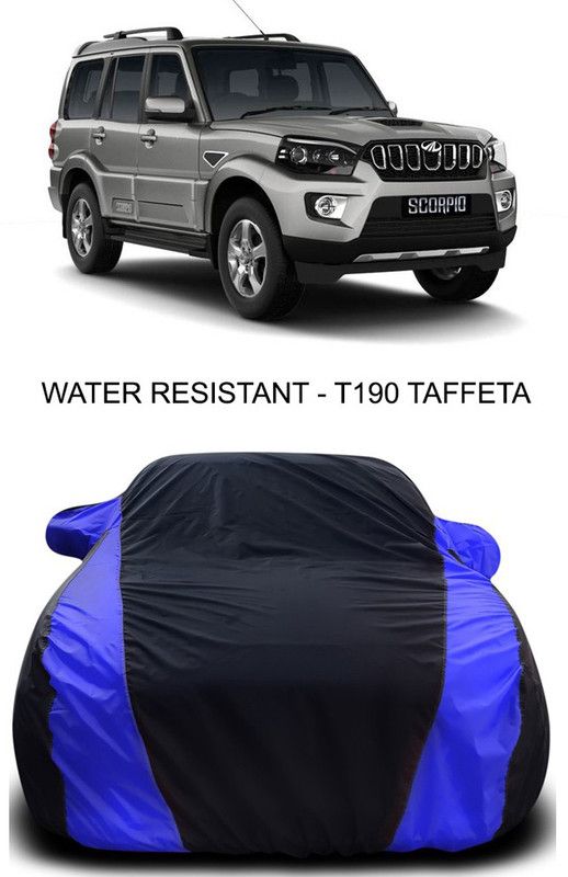 AUTOGARH Car Cover For Mahindra Scorpio 2020 (With Mirror Pockets)  (Black, Blue)
