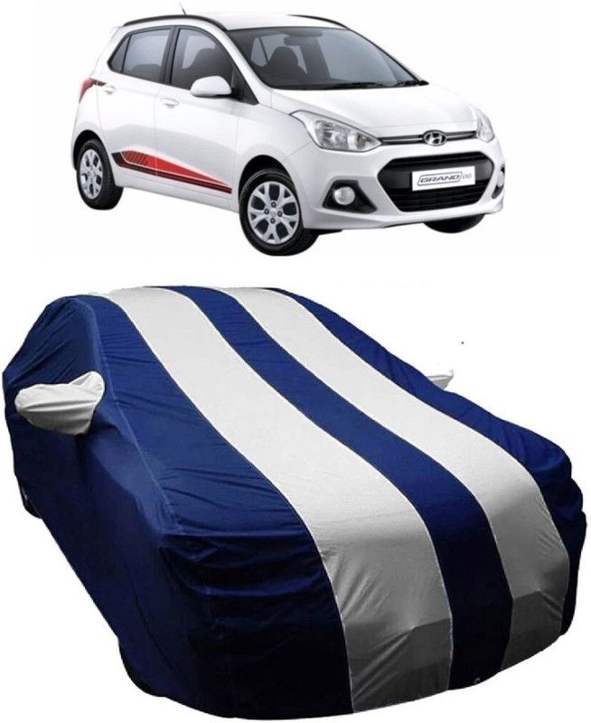 MoTRoX Car Cover For Hyundai Grand i10 (With Mirror Pockets)  (Blue, White)