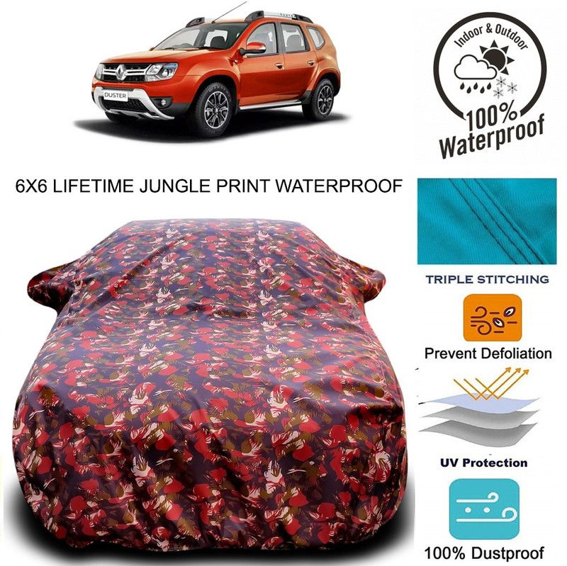 AutoBurn Car Cover For Renault Duster (With Mirror Pockets)  (Red, Green)