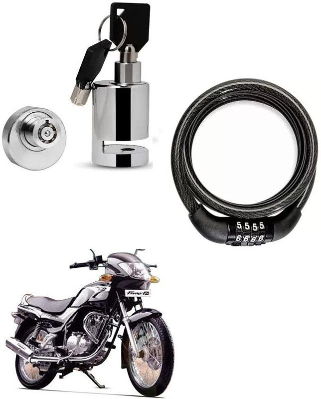 AS TRADERS Heavy Duty Disc Brake Lock with Heavy Number Lock for TVS Fiero F2 Disc Lock, Cable Lock  (Black, Silver)