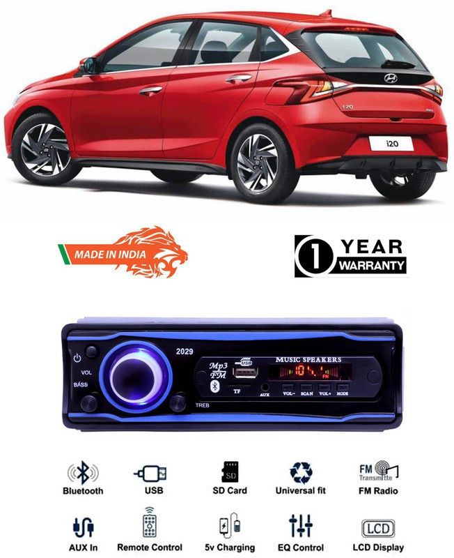 Bluedrum Blue 2029 USB/AUX/SD/BLUETOOTH/FM/MP3 BOOM MASTER STANDARD- B-D175 Car Stereo  (Single Din)