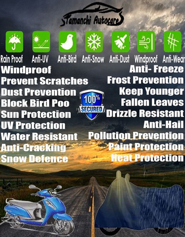 Tamanchi Autocare Waterproof Two Wheeler Cover for Suzuki  (Access, Blue)