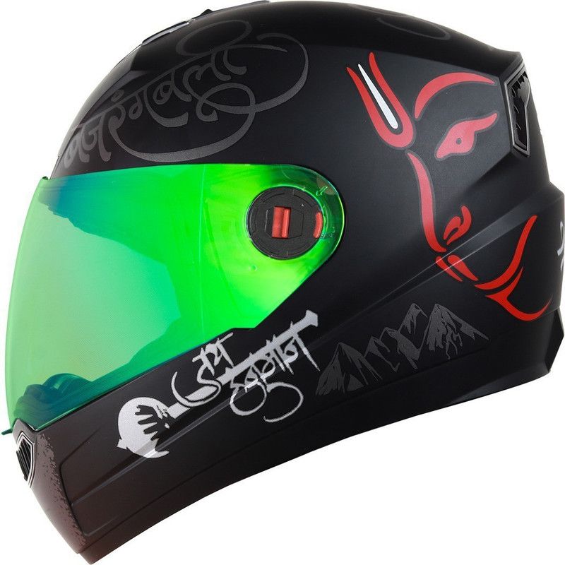 Steelbird SBA-1 Mahavir Red with Night Vision Green visor Motorbike Helmet  (Matt Black Red with Night Vision Green visor)