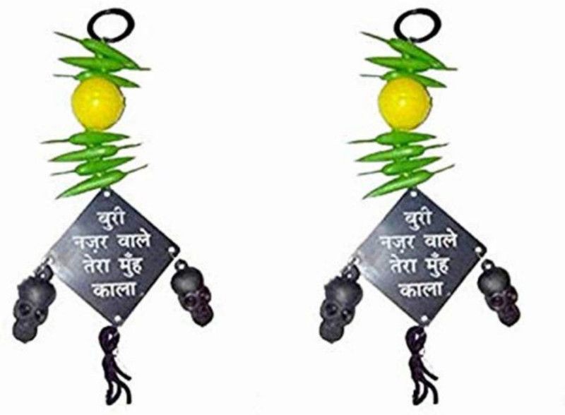 Pepino Special Nimbu Mirchi Najar Surkasha Kavach Eye Protection(Pack Of 2 ) Car Hanging Ornament  (Pack of 2)