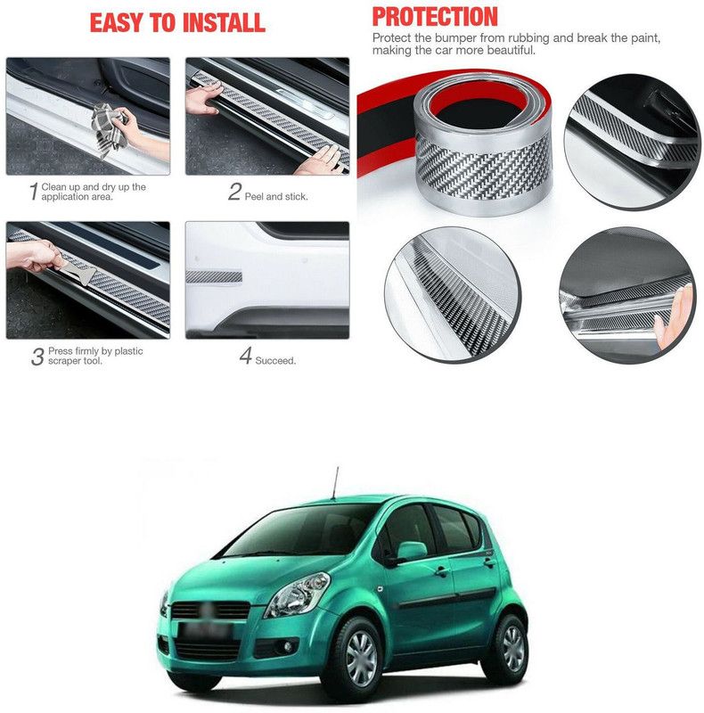 PROEDITION Car door bumper sill Protection Anti-Collision Strip Rubber Scratch Carbon 170 Matte, Glossy, Chrome Maruti Ritz Side Garnish