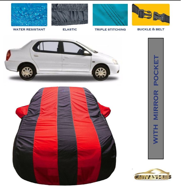 CANVAS HUB Car Cover For Tata Indigo (With Mirror Pockets)  (Red, Blue)
