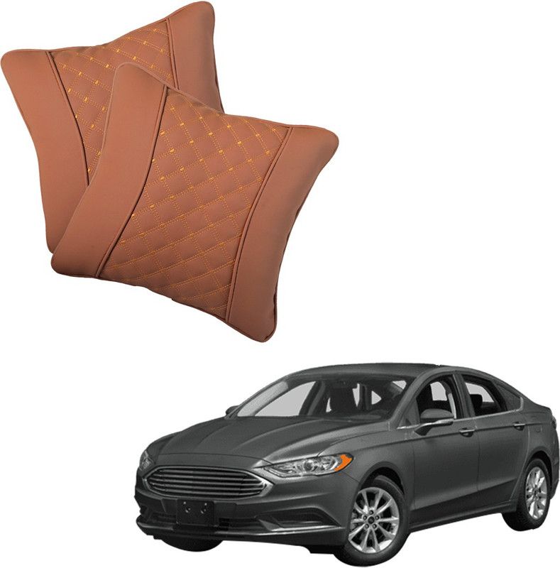 AutoFurnish Brown Leatherite Car Pillow Cushion for Ford  (Rectangular, Pack of 2)
