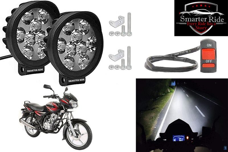 SMARTER RIDE Waterproof 9 Cap LED Fog Light with Switch for Bajaj Discover 125 Headlight, Fog Lamp Motorbike LED for Bajaj (12 V, 15 W)  (Universal For Bike, Pack of 3)
