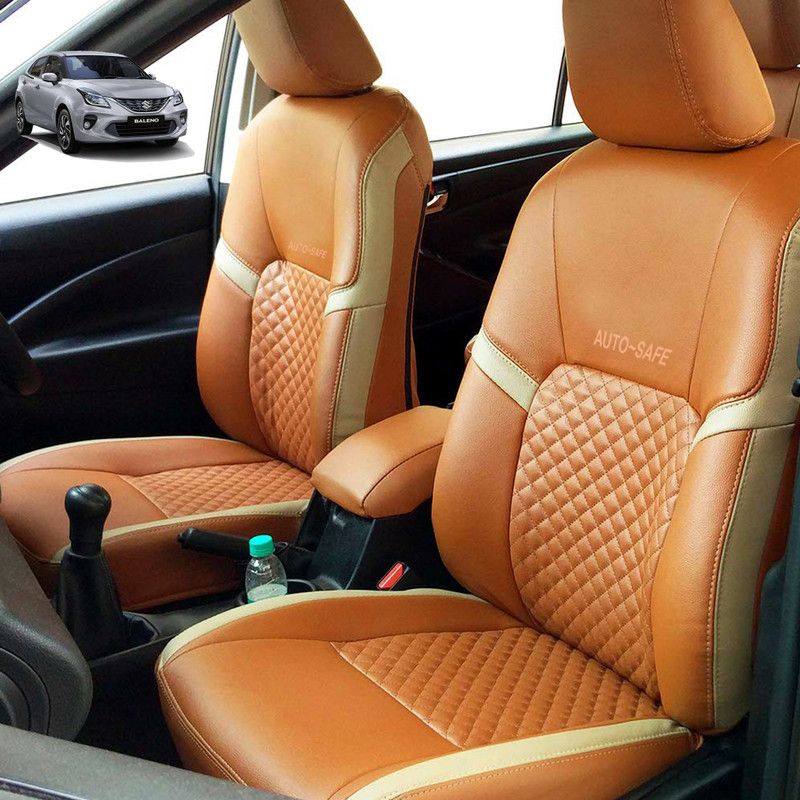 AutoSafe Leather Car Seat Cover For Maruti Baleno  (Without Back Seat Arm Rest, 5 Seater, 2 Back Seat Head Rests)