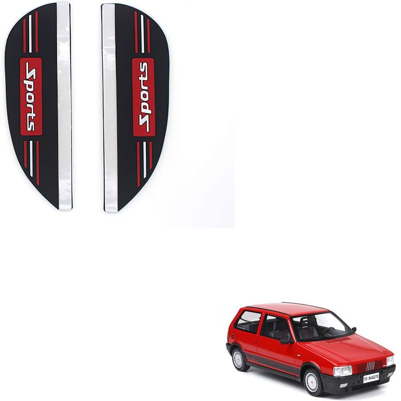 SEMAPHORE 2 Pcs Mirror Rain Guard Sports Eyebrow Fiat Uno Car Mirror Rain Blocker  (Black, Red)