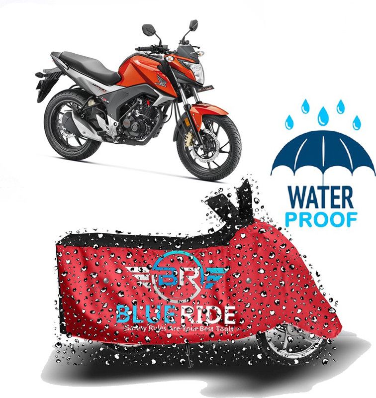 BLUERIDE Two Wheeler Cover for Honda  (CB Hornet 160R, Red, Black)