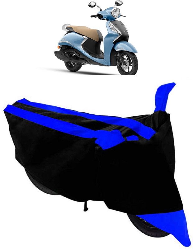 ABORDABLE Two Wheeler Cover for Yamaha  (Fascino 125, Black, Blue)