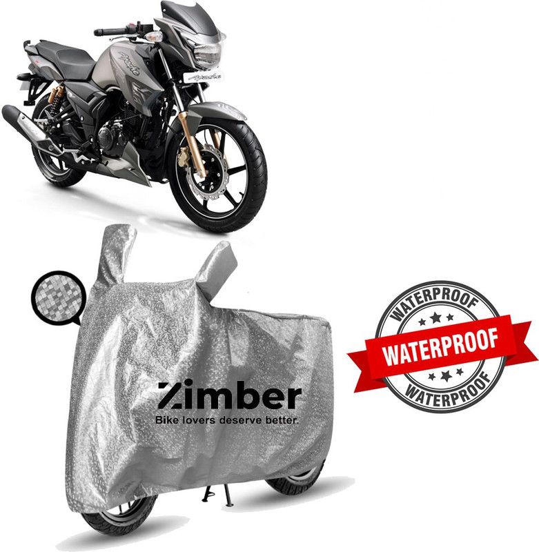 ZIMBER Two Wheeler Cover for TVS  (Apache RTR 180, Silver)