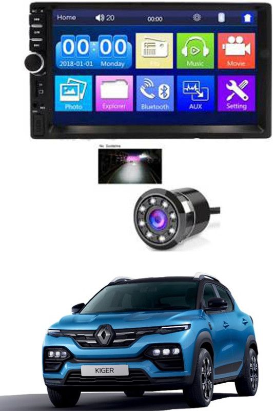 AYW 7 INCH Double Din Car Screen Stereo Media Player Audio Video Touch Screen Stereo Full HD with MP3/MP4/MP5/USB/FM Player/WiFi/Bluetooth & Mirror Link with Back Rear Camera For Kiger Car Stereo  (Double Din)