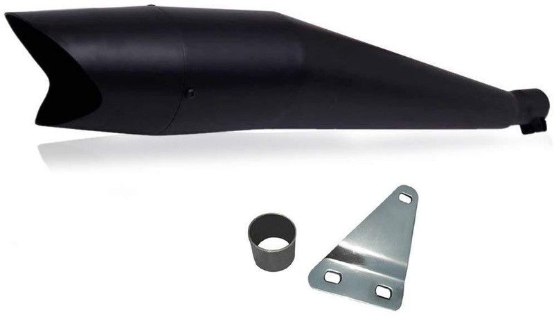 Dhe Best Shark Full Black Glasswool/Filter Exhaust Silencer Royal Enfield Electra 350 Royal Enfield Electra 350 Full Exhaust System  (Mild Steel)