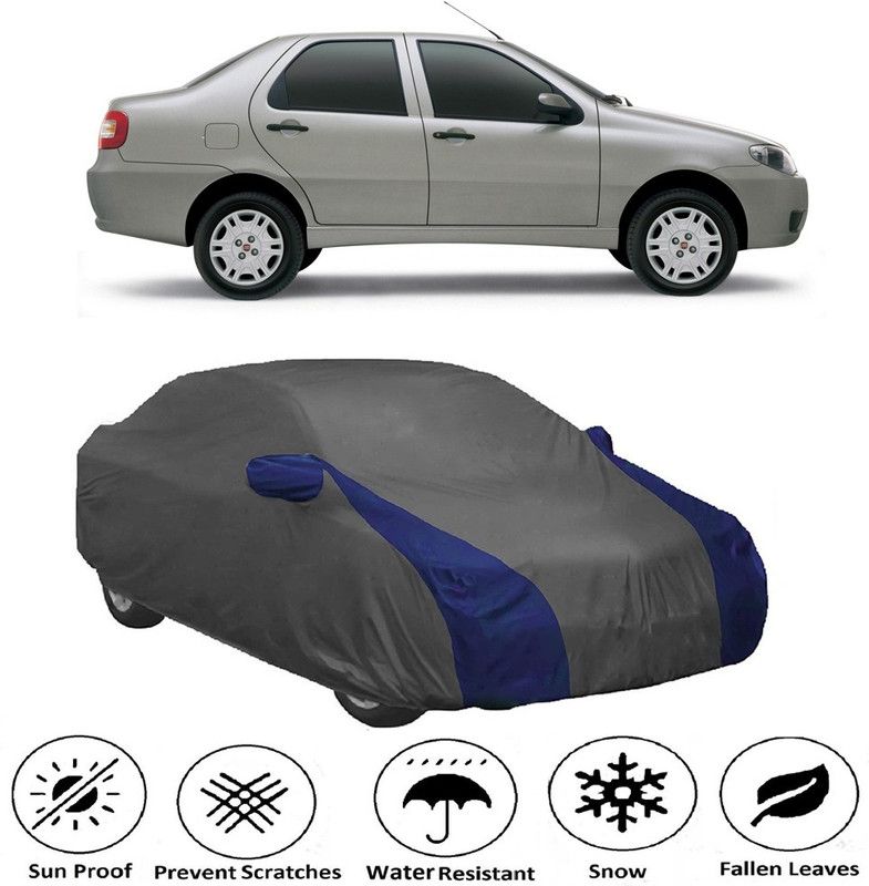 AUTOGARH Car Cover For Fiat Sienna (With Mirror Pockets)  (Grey, Blue)