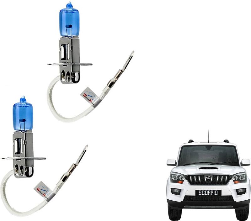 WolkomHome Car H3 halogen headlight Fog lamp bulb 12V - 100W 5000K Cool Blue Ultimate White for Mahindra Scorpio New Headlight Car Halogen for Mahindra (12 V, 100 W)  (Scorpio, Pack of 2)
