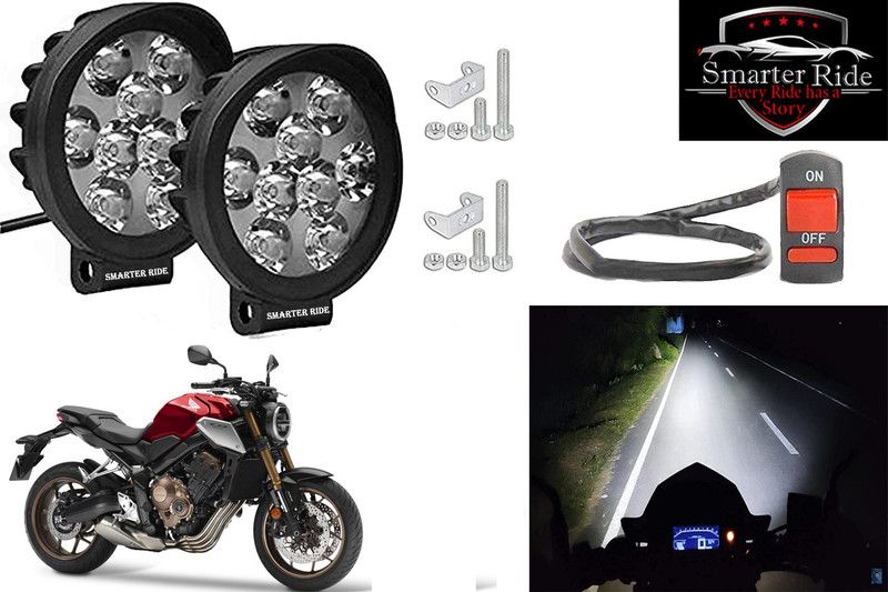 SMARTER RIDE Waterproof 9 Cap LED Fog Light with Switch for Honda CB500F STD Headlight Motorbike LED for Honda (12 V, 15 W)  (CBR 600RR, Pack of 3)
