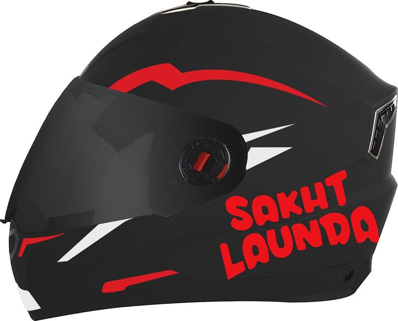 Steelbird SBA-1 Sakth Launda Night Reflective Full Face Helmet in Dashing Black Red Motorbike Helmet  (Matt Black Red with Smoke Visor)