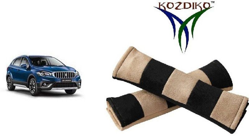 KOZDIKO Seat Belt Cushion Pillow Beige Black 2 pcs For Maruti S Cross Seat Belt Buckle  (Pack of 2)