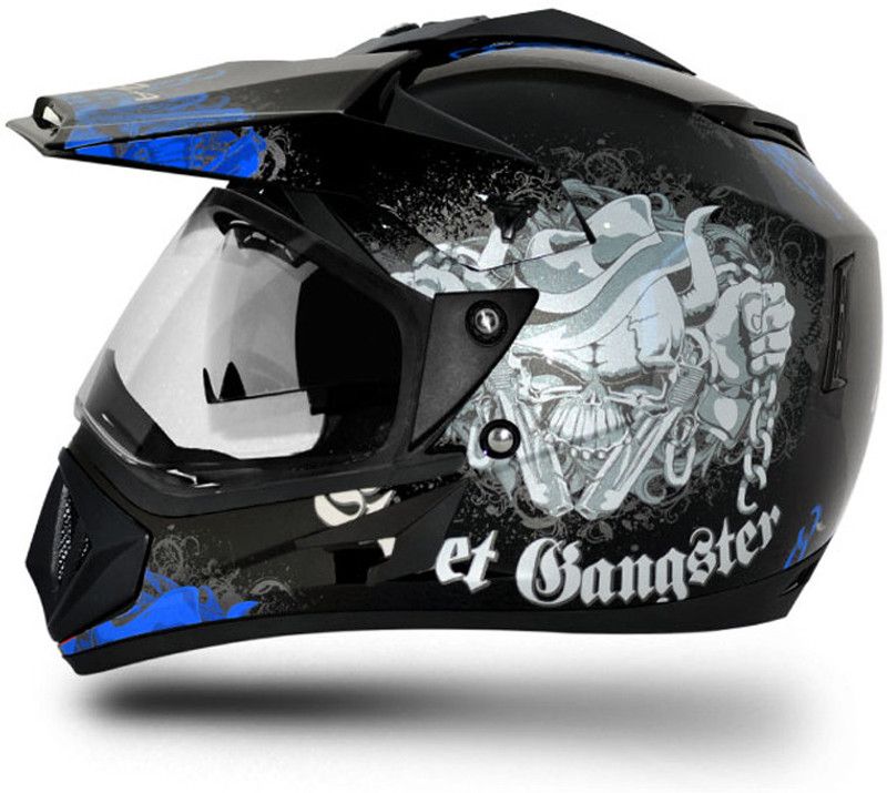 VEGA Off Road D/V Gangster Motorbike Helmet  (Black Blue)
