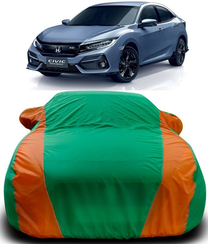 Genipap Car Cover For Honda Civic Facelift (With Mirror Pockets)  (Green, Orange)