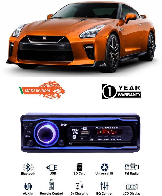 Genipap Blue 2029 USB/AUX/SD/BLUETOOTH/FM/MP3 BOOM MASTER STANDARD- GP438 Car Stereo  (Single Din)