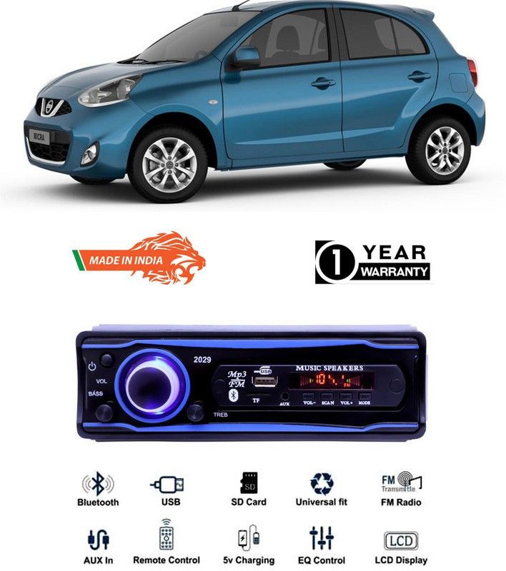 Bluedrum Blue 2029 USB/AUX/SD/BLUETOOTH/FM/MP3 BOOM MASTER STANDARD- B-D444 Car Stereo  (Single Din)