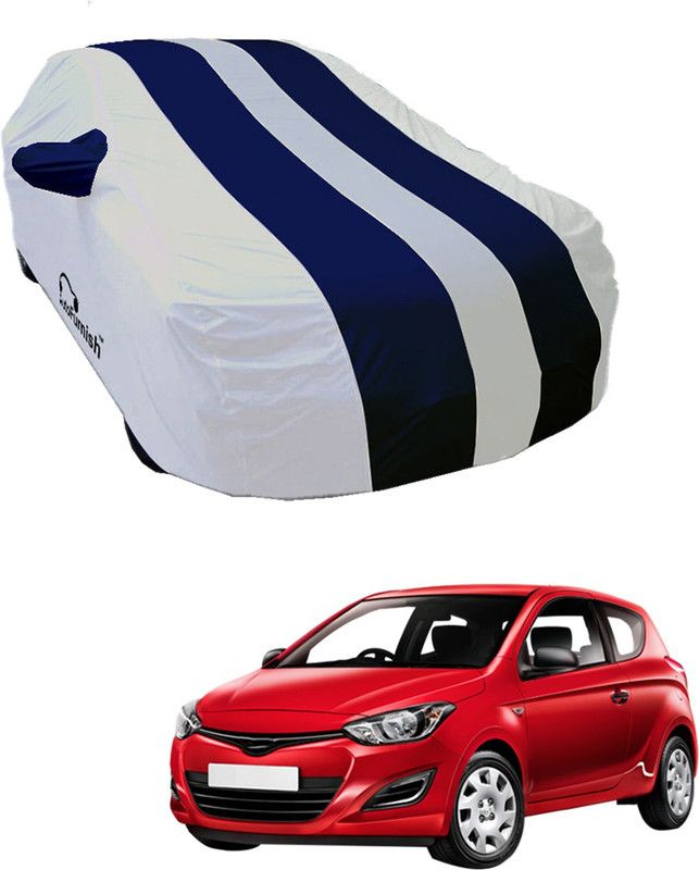 AutoFurnish Car Cover For Hyundai i20 (With Mirror Pockets)  (White, Blue)