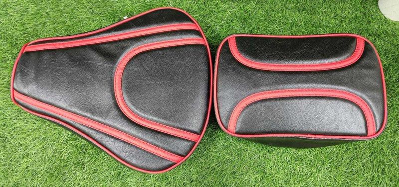KOHLI BULLET ACCESSORIES Seat Cover Black & Red Royal Enfield Classic 350/500 Leatherette Split Bike Seat Cover For Royal Enfield Classic Chrome