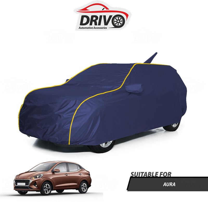 DREVO Car Cover For Hyundai Aura (With Mirror Pockets)  (Blue)