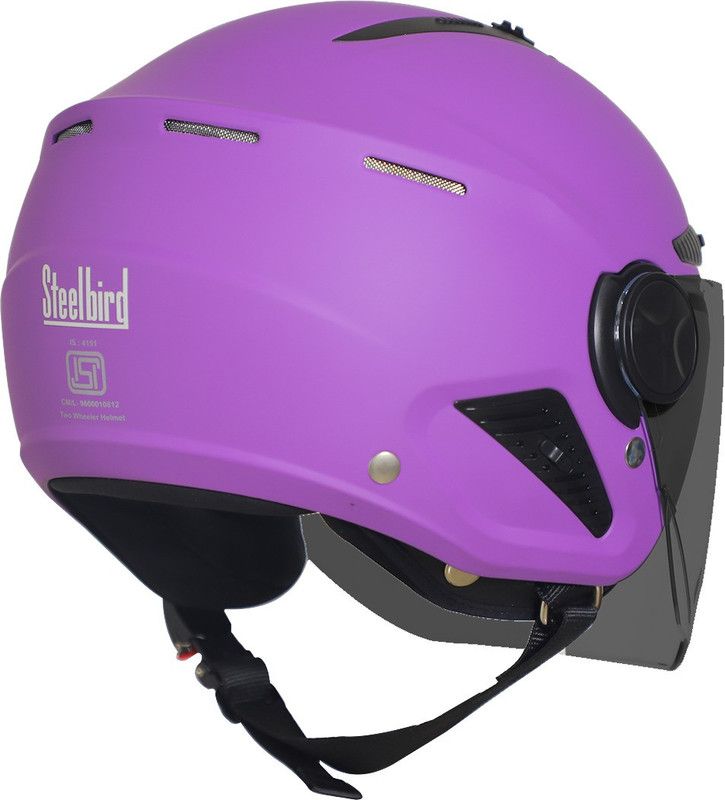Steelbird Open Face Helmet, ISI Certified Helmet in Glossy Violet with Smoke Visor Motorbike Helmet  (Purple)