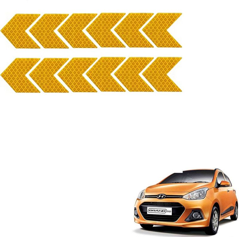 SEMAPHORE High-Intensity Reflective Warning Arrow Decals(Yellow) For Hyundai Grand i10 50 mm x 0.04 m Yellow Reflective Tape  (Pack of 12)